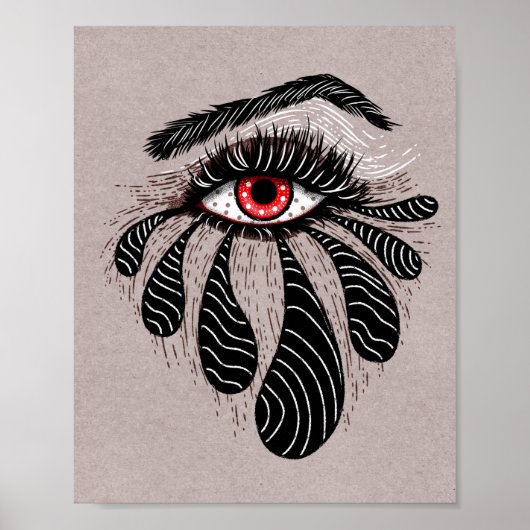 Rode ogen zwarte tranen poster (Voorkant)