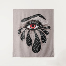 Rode ogen zwarte tranen wandkleed