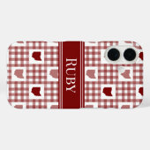 Rode Ohio Gingham Case-Mate iPhone Case (Achterkant (horizontaal))