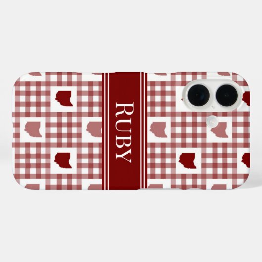 Rode Ohio Gingham Case-Mate iPhone Case (Achterkant (horizontaal))