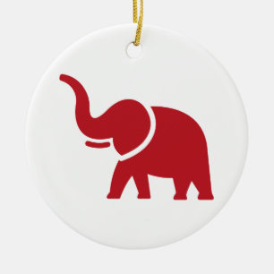 Rode Olifant Kerstboom Keramisch Ornament