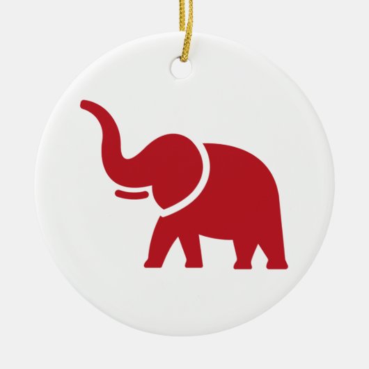 Rode Olifant Kerstboom Keramisch Ornament (Voorkant)