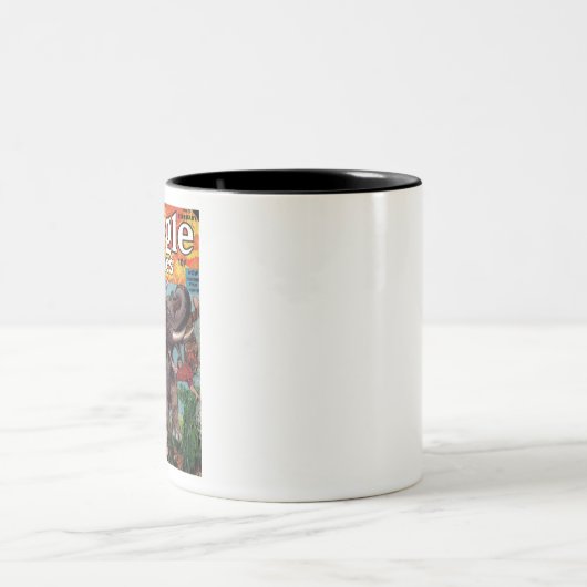 Rode olifant - Oerwouden strips - Retro Tweekleurige Koffiemok (Center)