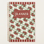 Rode olijven en strepen Patroon Planner (Voorkant)