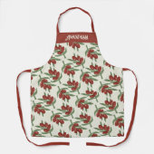 Rode olijven Patroon Schort met naam (Voorkant)