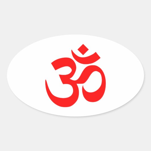 Rode Om-symbool Ovale Sticker (Voorkant)