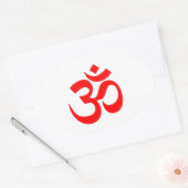 Rode Om-symbool Ovale Sticker (Envelop)
