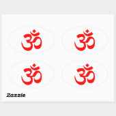 Rode Om-symbool Ovale Sticker (Vel)