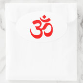 Rode Om-symbool Ovale Sticker (Tas)
