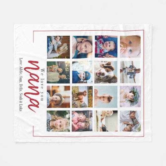 Rode oma nana fotocollage moederdag fleece deken (Voorkant (Horizontaal))