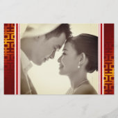 Rode Ombre Eenvoudige Dubbele Geluk Chinese Bruilo Briefpapier (Achterkant)