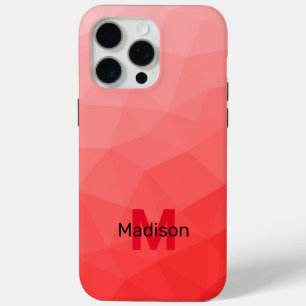 Rode ombre geometrische mesh patroon Monogram iPhone 15 Pro Max Hoesje