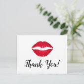Rode Ombre Lipstick Kus Bedankt Briefkaart (Staand voorkant)