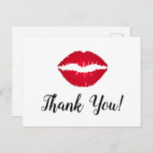 Rode Ombre Lipstick Kus Bedankt Briefkaart (Voorkant / Achterkant)