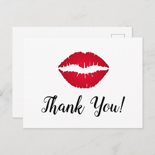 Rode Ombre Lipstick Kus Bedankt Briefkaart (Voorkant / Achterkant)