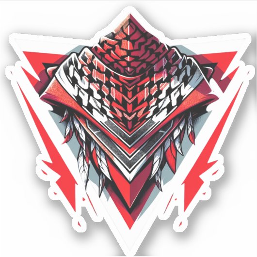 RODE OMGEKEERDE DRIEHOEK KEFFIEYH STICKER (Voorkant)