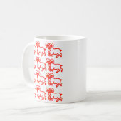 Rode omtrek Ram Patroon Mok | Aries Zodiac (Voorkant links)