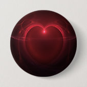 Rode omtrek verlichte hart over zwarte kunst ronde button 7,6 cm (Voorkant)