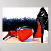 Rode onderkant verwarmt Louboutin Classic zwarte p Poster (Voorkant)