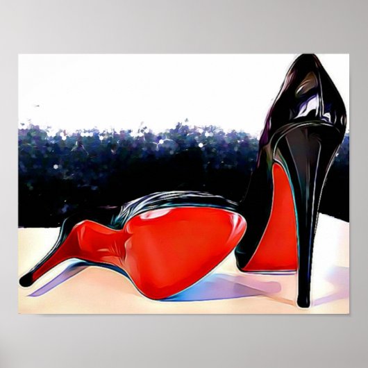 Rode onderkant verwarmt Louboutin Classic zwarte p Poster (Voorkant)