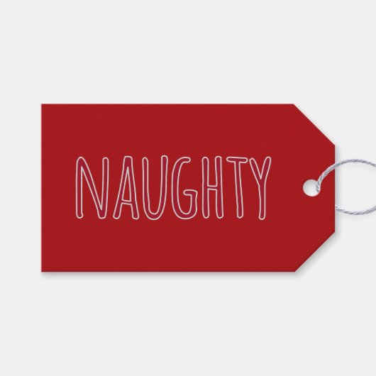 Rode Ondeugende Kerstvakantie Cadeaulabel (Voorkant (Horizontaal))