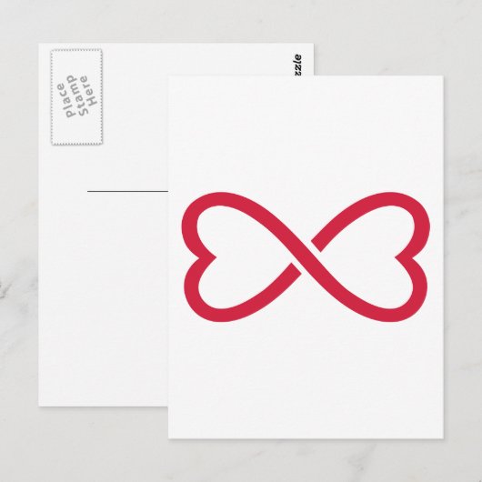 Rode oneindige liefdesharten briefkaart (Voorkant / Achterkant)