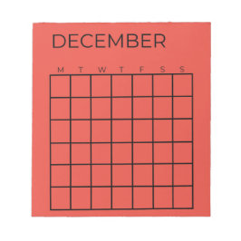 Rode Ongedateerde December Kalender voor Planner Notitieblok