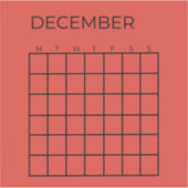 Rode Ongedateerde December Kalender voor Planner Sticker (Voorkant)