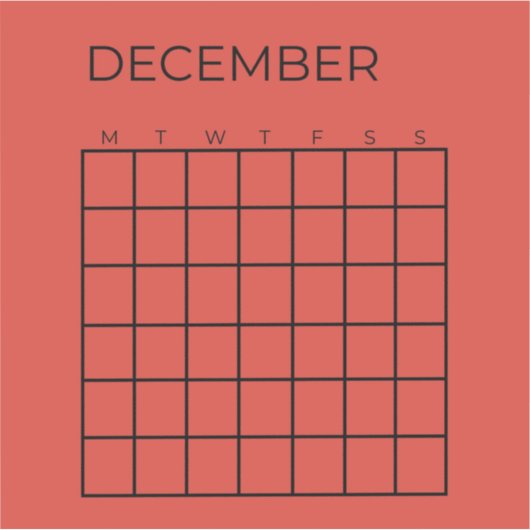 Rode Ongedateerde December Kalender voor Planner Sticker (Voorkant)