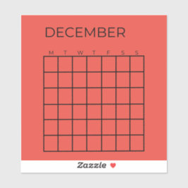 Rode Ongedateerde December Kalender voor Planner Sticker