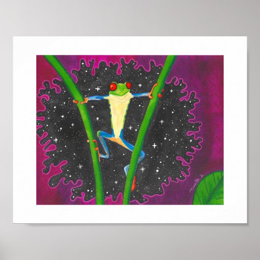 Rode Oog Boomkikker In De Ruimte Poster (Voorkant)