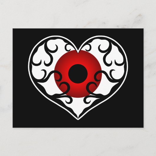 Rode oogbal in het hart briefkaart (Voorkant)