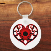Rode oogbal in het hart sleutelhanger (Voorkant)