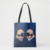 Rode oogschedel en blauwe achtergrond tote bag (Voorkant)