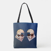 Rode oogschedel en blauwe achtergrond tote bag (Achterkant)