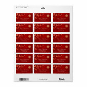 Rode Oosterse Bloesem | Chinese Trouwen Etiket (Full Sheet)