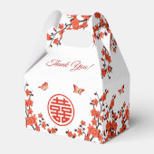 Rode Oosterse Bloesems | Aangepaste Chinese Trouw Bedankdoosjes (Achterkant)
