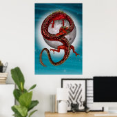 Rode Oosterse Draak - Mythisch Fantasie Wezen Poster (Thuiskantoor)