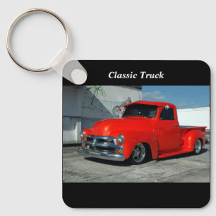 Rode op maat gemaakte pick-uptruck sleutelhanger