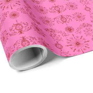 Rode op Roze Motief Inpakpapier
