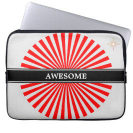 Rode opkomende zonnestralen op zilvergrijs laptop sleeve