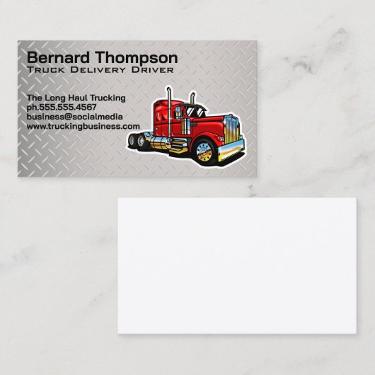 rode oplegger | metaalstaal visitekaartje (Voorkant / Achterkant)