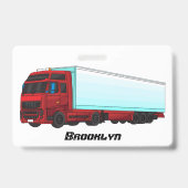 Rode oplegger vrachtwagen illustratie badge (Achterkant)