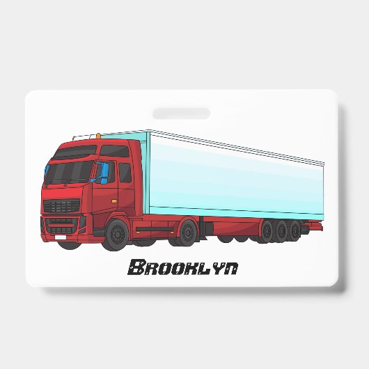 Rode oplegger vrachtwagen illustratie badge (Voorzijde)