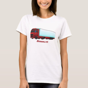 Rode oplegger vrachtwagen illustratie t-shirt