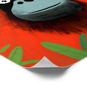 Rode orang-oetan Oerwoud scène Kinder kunst Poster (Hoek)