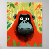 Rode orang-oetan Oerwoud scène Kinder kunst Poster (Voorkant)