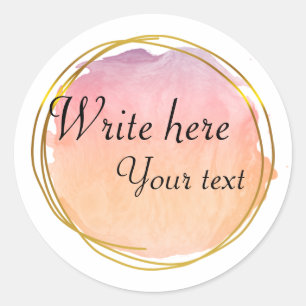 Rode Oranje Aquarel Cirkel Goud Elegant Klasse Ronde Sticker
