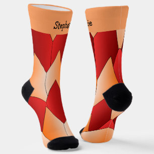 Rode Oranje Art Deco Design Sokken
