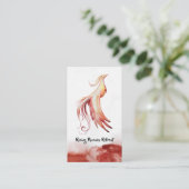 *~* Rode Oranje Bogundveren Feathers Phoenix Flame Visitekaartje (Staand voorkant)